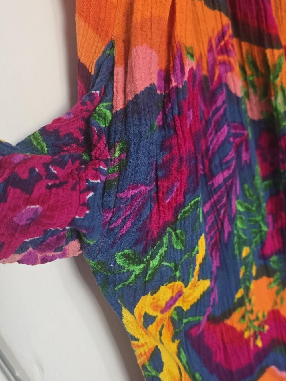 Serendeti Vintage 90s Y2K Boho Tropical Print Midi Dress Multicolored Bright 1X - Picture 9 of 9